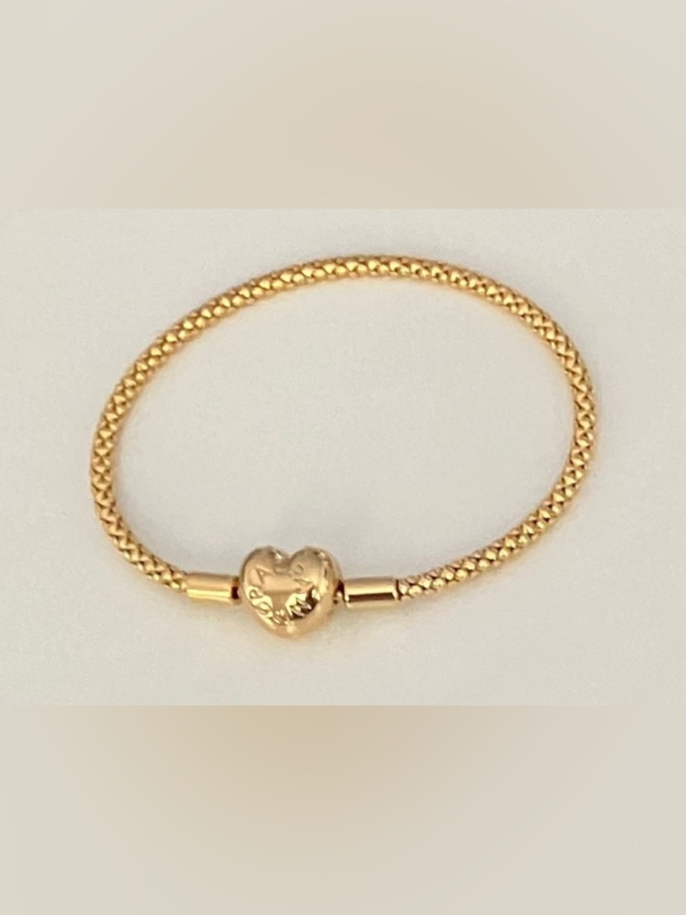 Pandora 14k Gold Plated Heart Clasp Snake Chain Bracelet